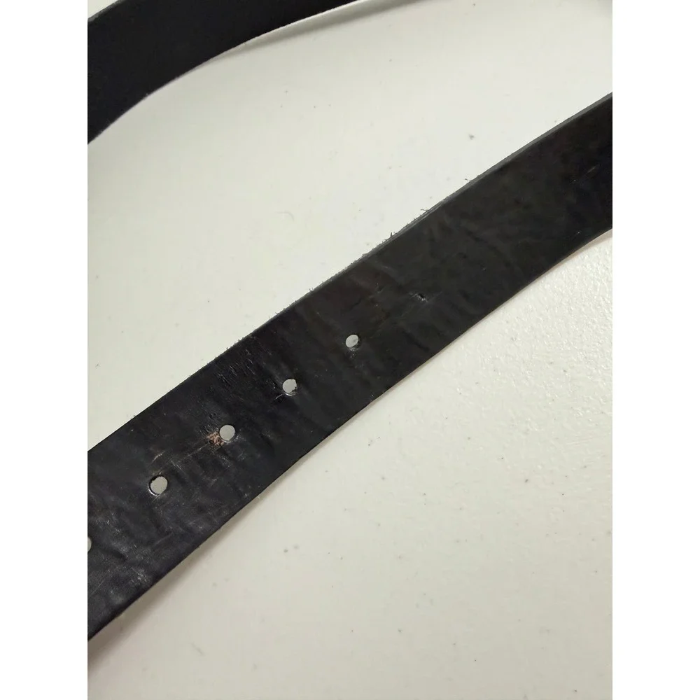 Fossil Mens Black Genuine Leather Belt Silver Buckle‎ Size 85 34